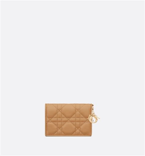 Lady Dior Flap Card Holder Medium Tan Cannage Lambskin